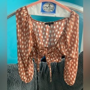 Grey Bandit Cotton Candy LA Printed Long Sleeve Front-Tie Crop Top